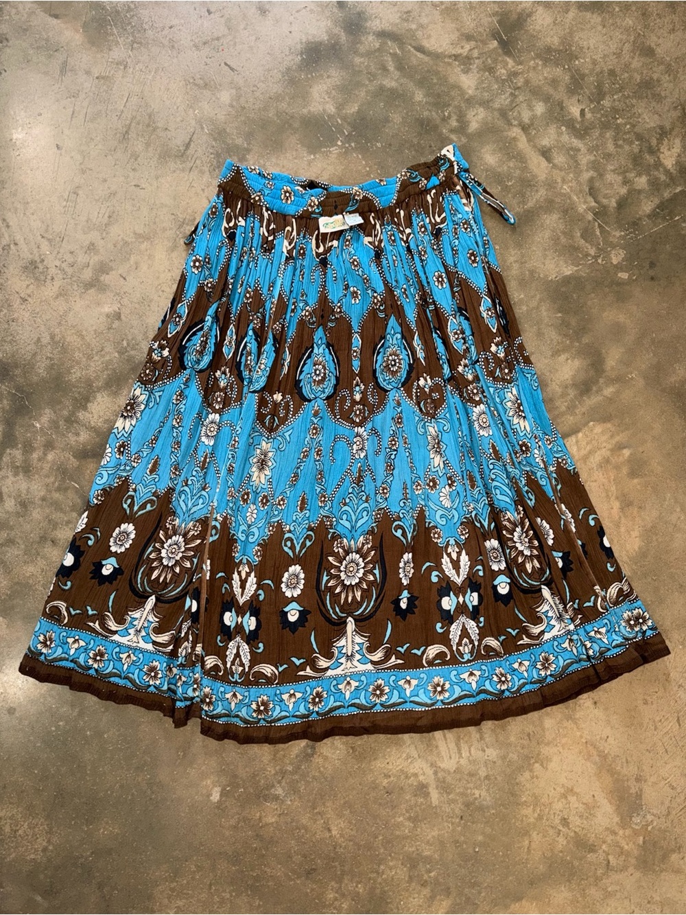 Collections Etc Paisley Boho Midi Skirt Blue Brown Rayon India Women’s M - Picture 8 of 8